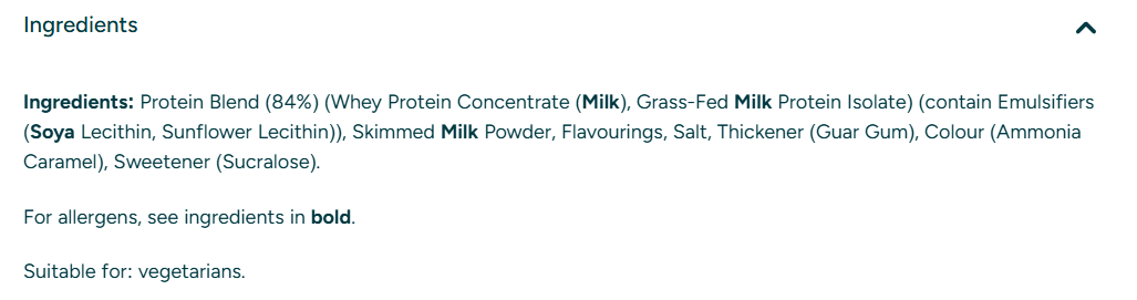 Съдържание на Myprotein Impact Whey Protein Milkshake 2